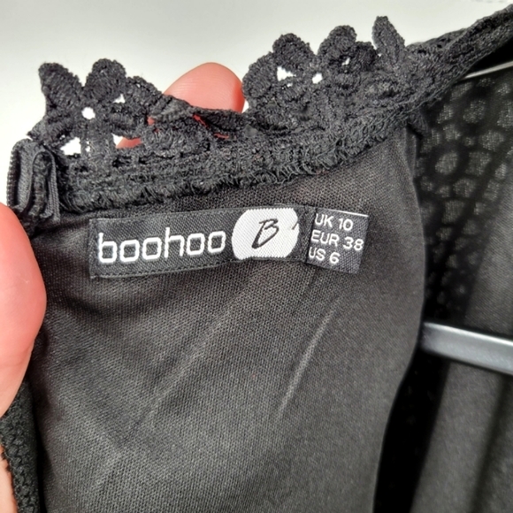 NWOT BOOHOO Embroidered Lace Panel Midi Dress Black - Picture 13 of 15
